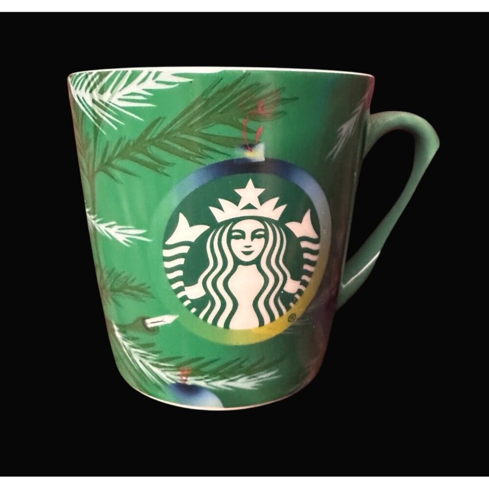 Starbucks Holiday Green Ceramic Mug With Ornament Design 2020‎